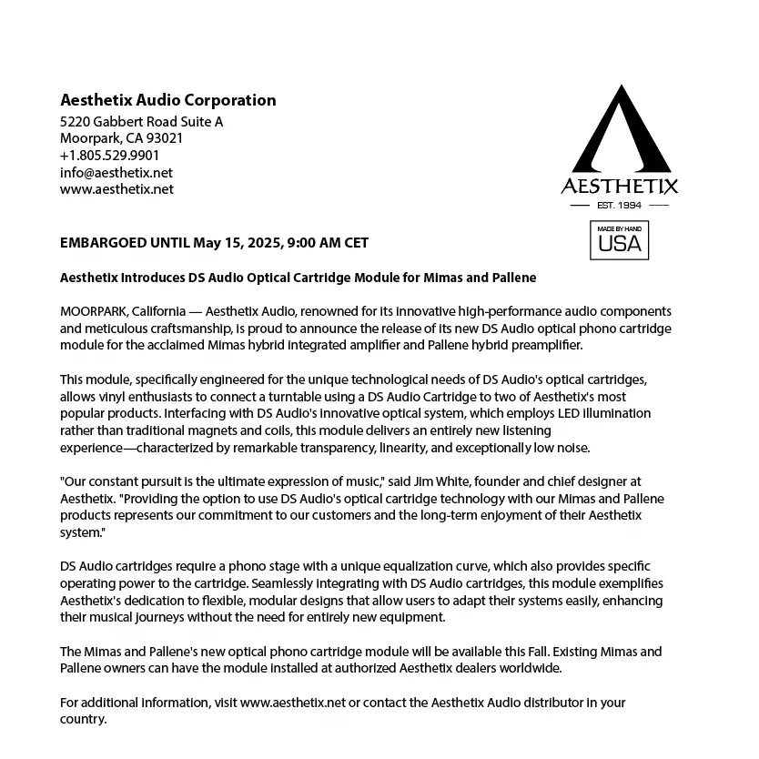 DS Audio Module Press Release